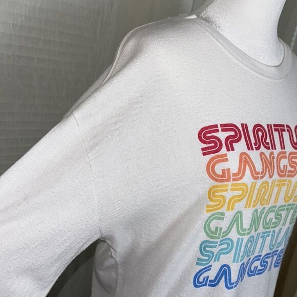 Spiritual Gangster L Savasana Crewneck Soft White Rainbow Lettering Pullover - Picture 12 of 16